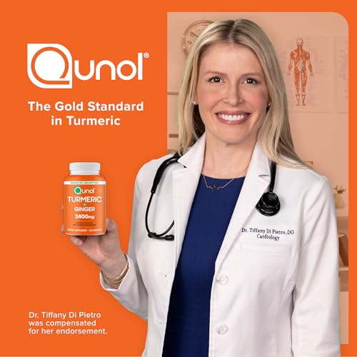 Qunol Turmeric Curcumin with Black Pepper & Ginger, 2400mg Turmeric Extract with 95% Curcuminoids, Extra Strength Supplement - OmniHealth US