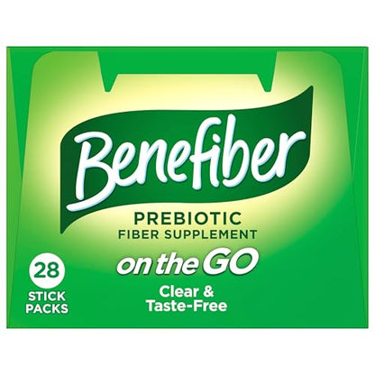 Benefiber On The Go Prebiotic Fiber Supplement Powder for Digestive Health, Daily Fiber, Unflavored - 28 Sticks (3.92 Ounces) - OmniHealth US