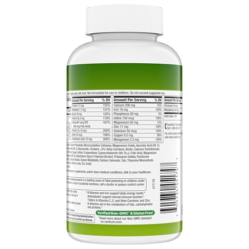 Centrum Adult Multivitamin/Multimineral Supplement with Antioxidants, Zinc, Vitamin D3 and B Vitamins, Gluten Free - OmniHealth US