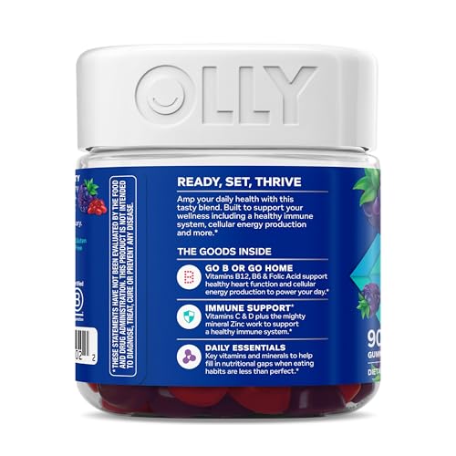 OLLY Men's Multivitamin Gummy, Vitamins A, C, D, E, B, Zinc, Blackberry Flavor, 45 Day Supply - 90 Count - OmniHealth US