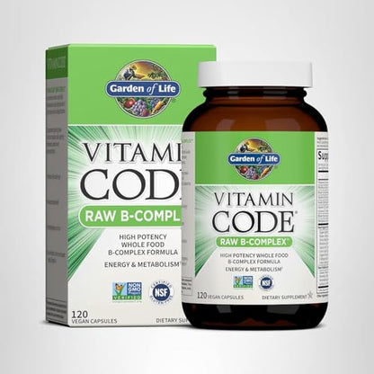 Garden of Life Vitamin B Complex, 120 Vegan Capsules, High Potency Vitamins for Energy & Metabolism with B6, Folate & B12 - OmniHealth US