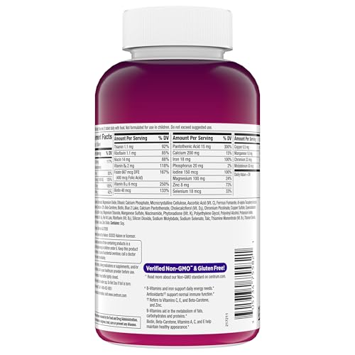 Centrum Multivitamin for Women, Multimineral Supplement with Iron, Vitamin D3, B Vitamins and Antioxidant Vitamins C and E, Gluten Free - OmniHealth US