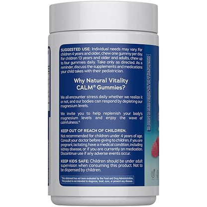 Natural Vitality Calm Magnesium Gummies | 330mg Per Serving | Raspberry Lemon Flavored Supplement | Gluten-Free & Vegan | 240 Count - OmniHealth US