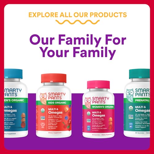SmartyPants Organic Toddler Multivitamin Gummies: Probiotics, Omega 3 (ALA), Vitamin D3, C, Vitamin B12, B6, A, K & Zinc, Beta Carotene, Gluten Free - OmniHealth US