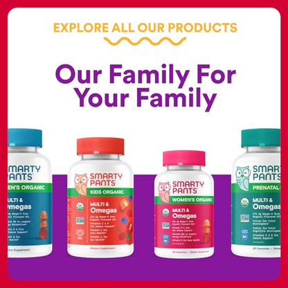 SmartyPants Organic Toddler Multivitamin Gummies: Probiotics, Omega 3 (ALA), Vitamin D3, C, Vitamin B12, B6, A, K & Zinc, Beta Carotene, Gluten Free - OmniHealth US