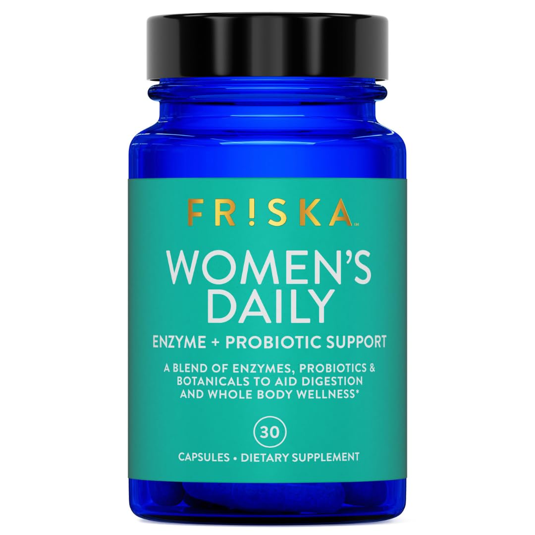 FRISKA Women’s Daily Digestive Enzyme and Probiotics Supplement, Advanced Natural Support for Female Digestive Health, Fights Bloating, Eases Digestion - OmniHealth US