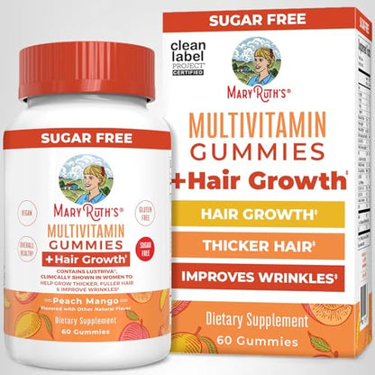 MaryRuth's Multivitamin + Hair Growth Gummies | with Lustriva® | Biotin 10000mcg | B Vitamins | Formulated for Thicker Hair, Wrinkles, Fine Line - OmniHealth US