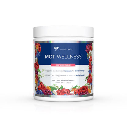 Gundry MD MCT Wellness Powder to Support Energy, Ketone Production and Brain Health, Keto Friendly, Sugar Free (30 Servings) (Raspberry Medley) - OmniHealth US