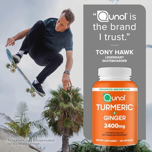 Qunol Turmeric Curcumin with Black Pepper & Ginger, 2400mg Turmeric Extract with 95% Curcuminoids, Extra Strength Supplement - OmniHealth US
