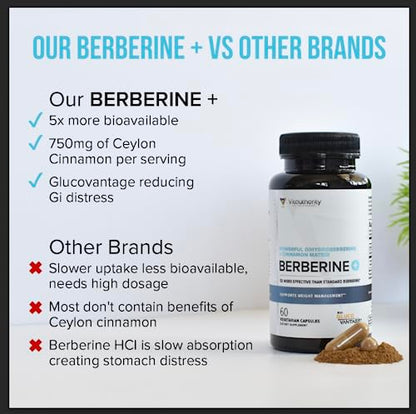 Vitauthority Extra Strength Berberine with Ceylon Cinnamon High Absorption