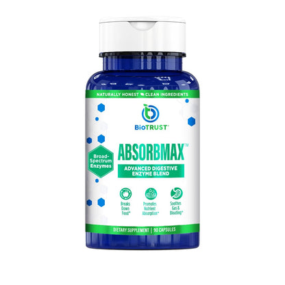 BioTrust AbsorbMax Broad Spectrum Digestive Enzyme Blend, Gluten Free, Non GMO, Digestive Support for Nutrient Digestion, Absorption and Periodic - OmniHealth US