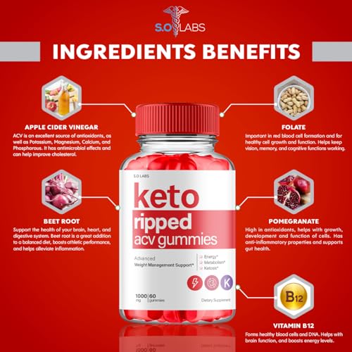 (2 Pack) Keto Ripped ACV Gummies Advanced Weight Loss, Keto Ripped Keto + ACV Gumm S.O LabsBuy Supplements Australia
