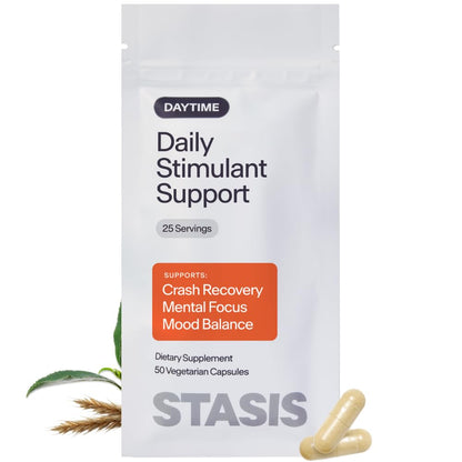 Stasis Daytime Energy & Focus Supplement for Men & Women with Vitamin D3, L Theanine, Ashwagandha & CoQ10, Cognitive Support Capsules for Morning Routines, Vegan, OmniHealth US