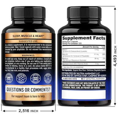 Magnesium Glycinate 500 mg - Chelated Supplement - High Absorption Form of Magnesium - Support for Sleep, Muscle & Heart Health - OmniHealth US