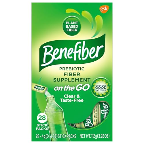 Benefiber On The Go Prebiotic Fiber Supplement Powder for Digestive Health, Daily Fiber, Unflavored - 28 Sticks (3.92 Ounces) - OmniHealth US