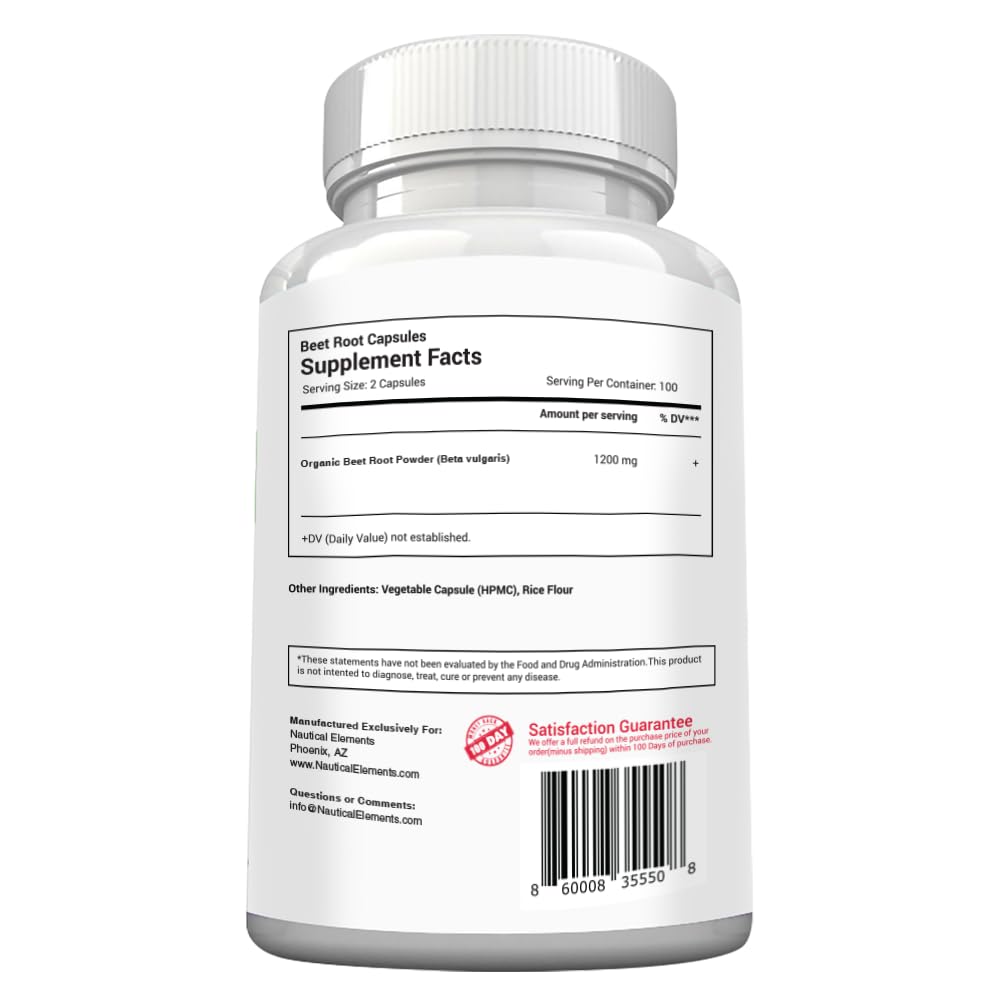 Beet Root Capsules - 1200mg Per Serving - 200 Beet Root Powder Capsules - Beetroot Powder Supports Blood Pressure, Athletic Performance, Digestive - OmniHealth US