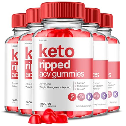(5 Pack) Keto Ripped ACV Gummies, Keto Ripped ACV Gummies Advanced Weight Loss