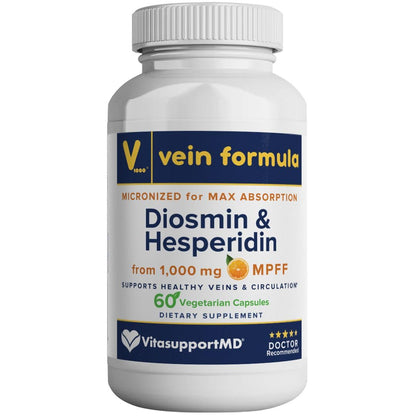 Vein Formula Diosmin Hesperidin 1000mg, Micronized Bioflavonoids Blend for Blood Circulation, Vein Support MPFF Supplement - OmniHealth US