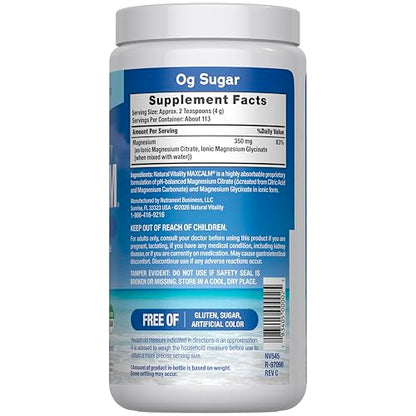 Natural Vitality Calm, Magnesium Supplement, Anti-Stress Drink Mix Powder, Gluten Free, Vegan, & Non-GMO, Original Unflavored, 16 oz - OmniHealth US
