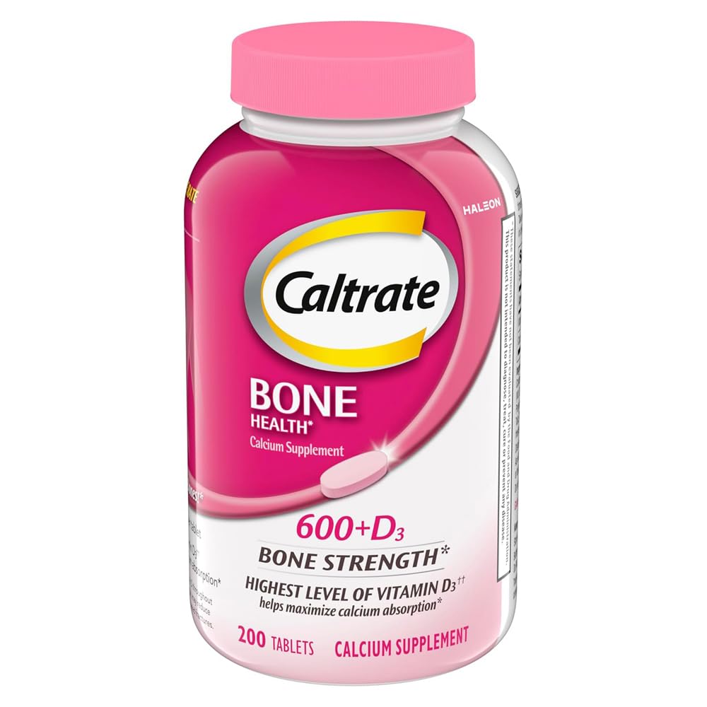 Caltrate 600 Plus D3 Calcium and Vitamin D Supplement Tablets, Bone Health Supplements for Adults - 200 Count - OmniHealth US