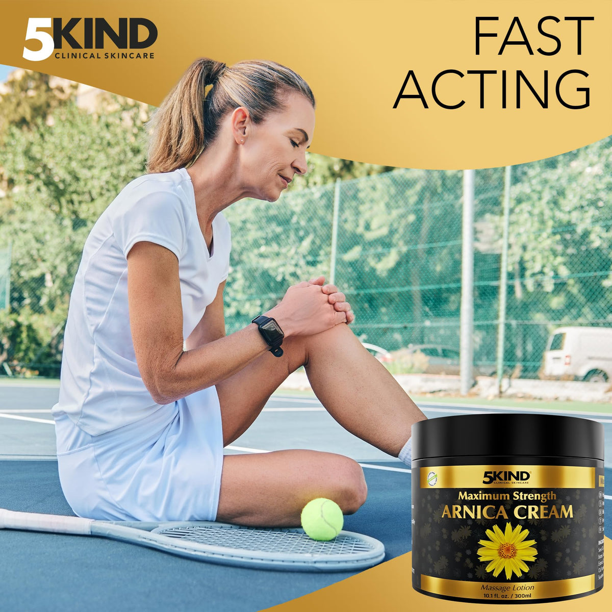 5kind Extra Strong Arnica Cream for Bruising and Swelling 10.1 Fl Oz - Arnica Bruise Cream Extra Strength Fast Healing Thin Skin - High Concentration Arnica Montana Extract for Bruises-Natural Formula - Maple Wellness Supplements