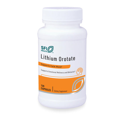 Klaire Labs SFI Health Lithium Orotate 4.8 mg - May Help Balance Mood - Bioavailable Lithium Orotate Supplement - Trace Minerals Promote Focus, Memory - OmniHealth US