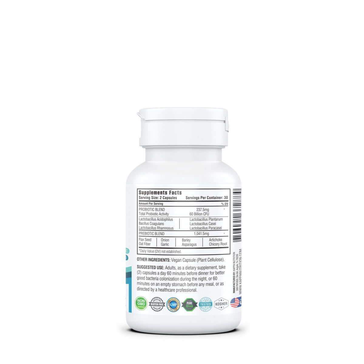 KAPPA NUTRITION Probiotic 60 Billion CFU 14 in 1 Formula with Prebiotics & Acidophilus for Women, Men & Adults, Shelf Stable, Acid Resistant - OmniHealth US