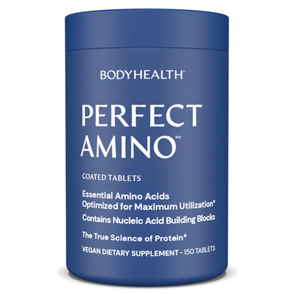 BodyHealth PerfectAmino (150 ct) Easy to Swallow Tablets, Essential Amino Acids Supplement with BCAAs, Vegan Protein for Pre/Post Workout & Muscle Recovery with Lysine - OmniHealth US