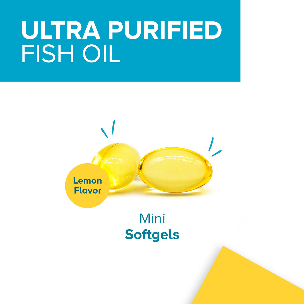Qunol Fish Oil Omega 3 Mini Softgels, 1000mg Omega 3 EPA + DHA, Ultra Pure Supplements, Heart Health Support, Lemon Flavor - OmniHealth US