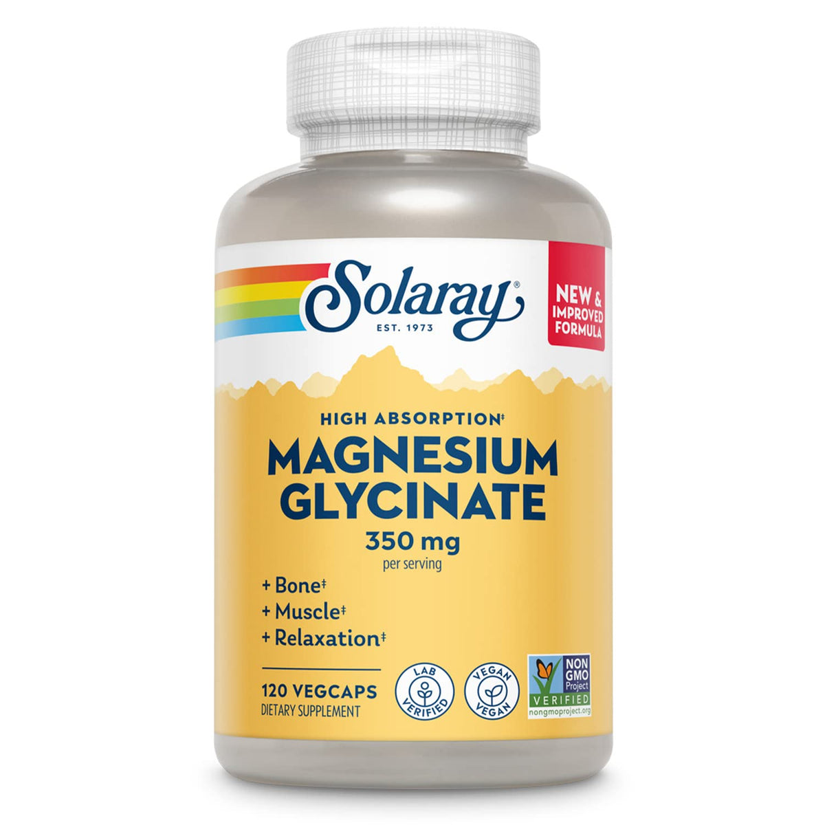SOLARAY Magnesium Glycinate Capsules, Chelated Magnesium Bisglycinate w/BioPerine, Higher Absorption Magnesium Supplement - Bones, Muscles, OmniHealth US