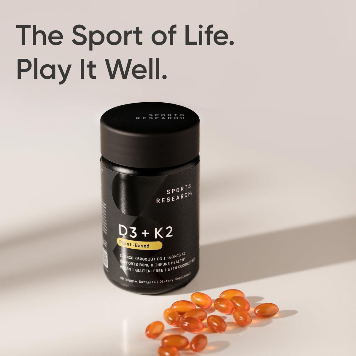 Sports Research Vegan Vitamin D3 + K2 Supplement with Organic Coconut Oil - 5000iu Sports ResearchBuy Supplements Australia