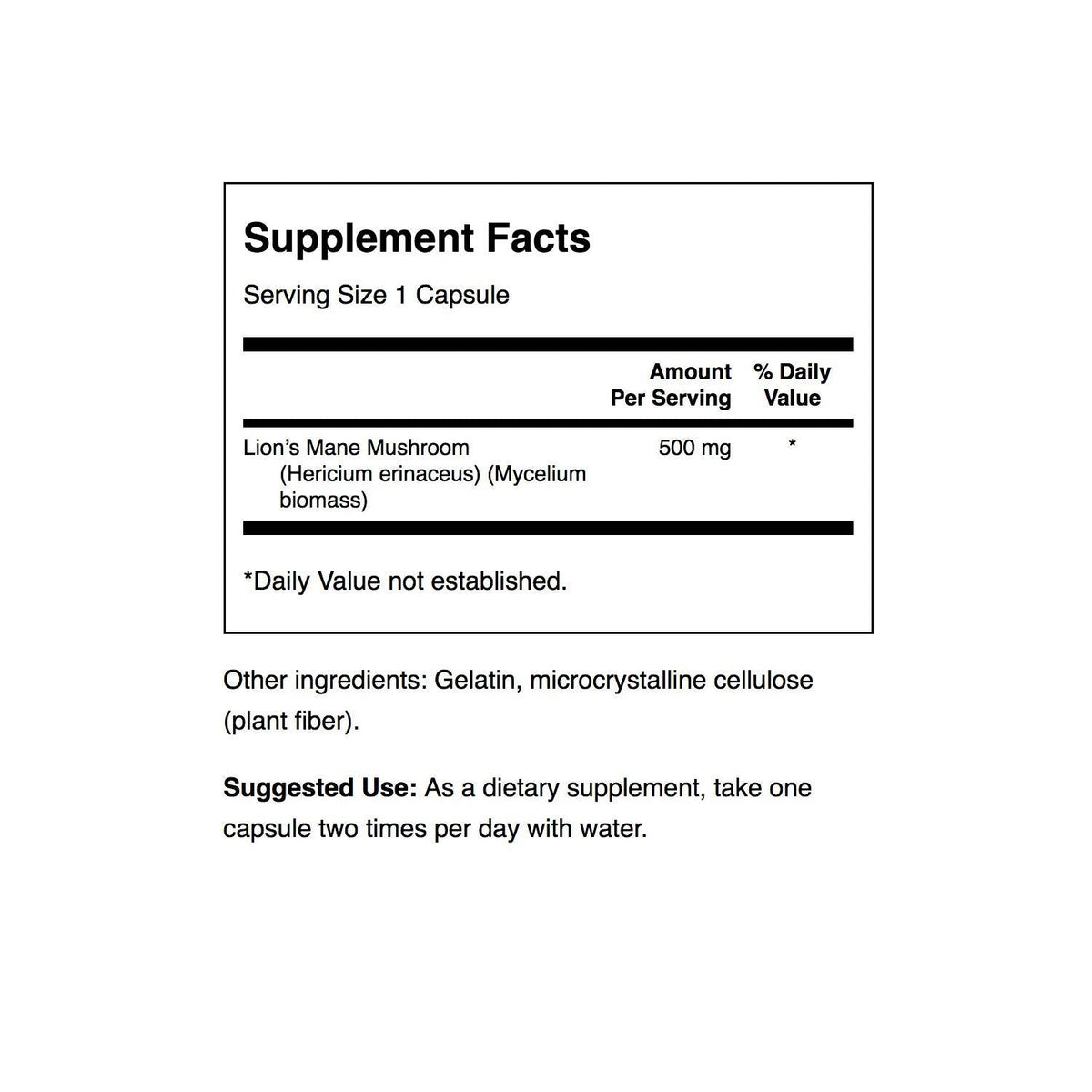 Swanson Lion's Mane Mushroom Capsules - 500 mg Each, 60 Capsules -