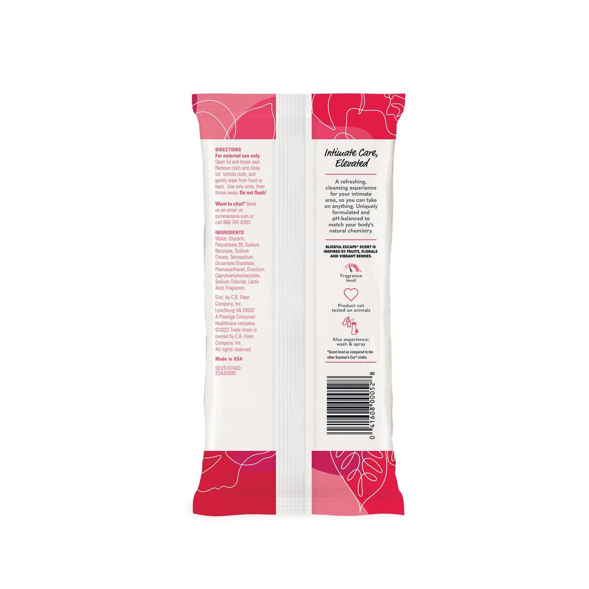 Summer's Eve Blissful Escape Daily Refreshing Feminine Wipes, Removes Odor, pH balanced, 32 Count Summer's EveBuy Supplements Australia