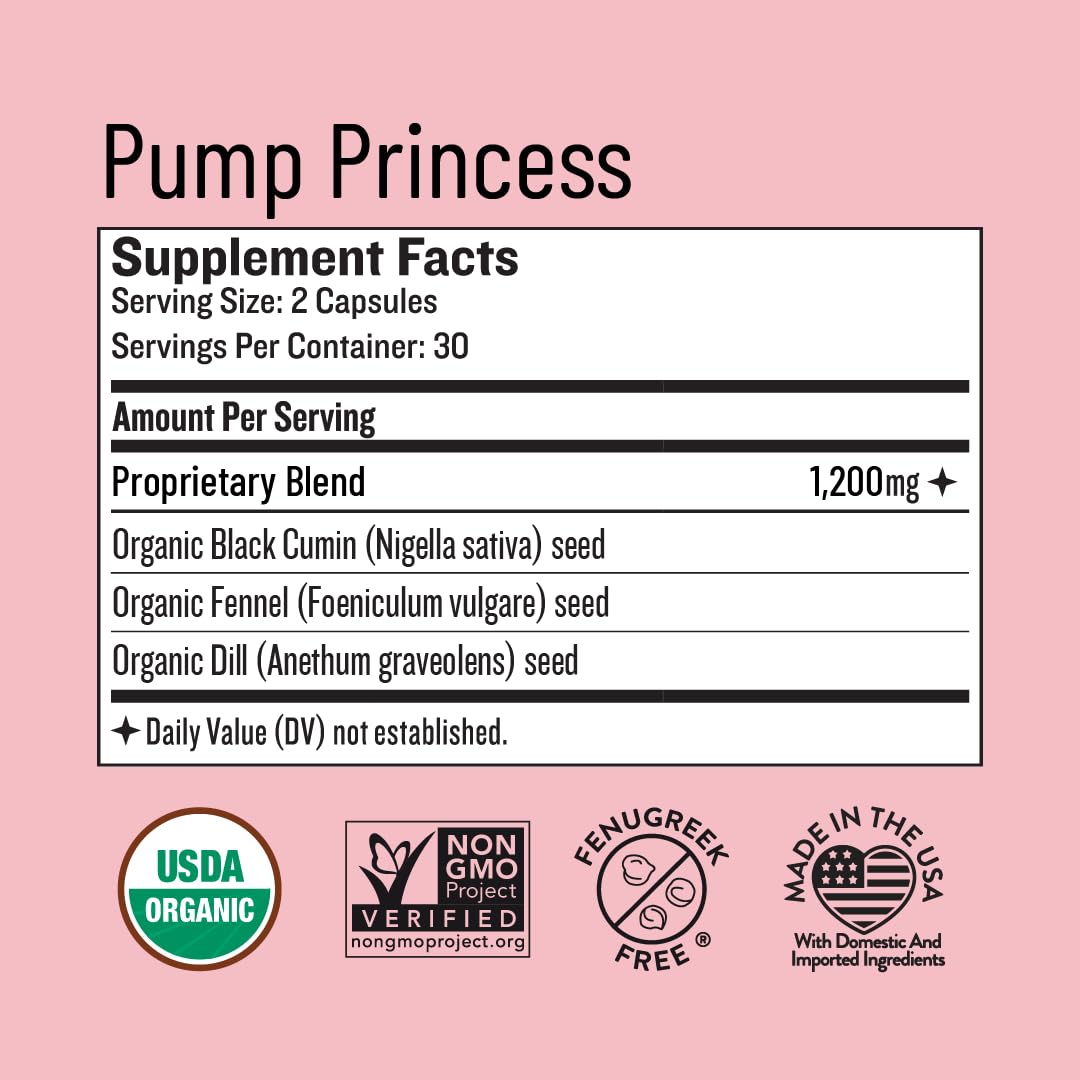 Legendairy Milk Pump Princess Lactation Supplement - Breastfeeding Supplements for Milk Supply Increase and Milkflow - Organic Black Cumin - OmniHealth US