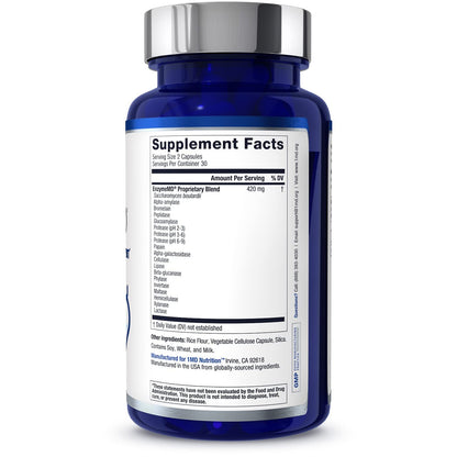 1MD Nutrition EnzymeMD - Digestive Enzymes Supplement - Doctor Formulated | 18 Plant-Based Enzymes - Gas & Bloating Support | 60 Capsules - OmniHealth US