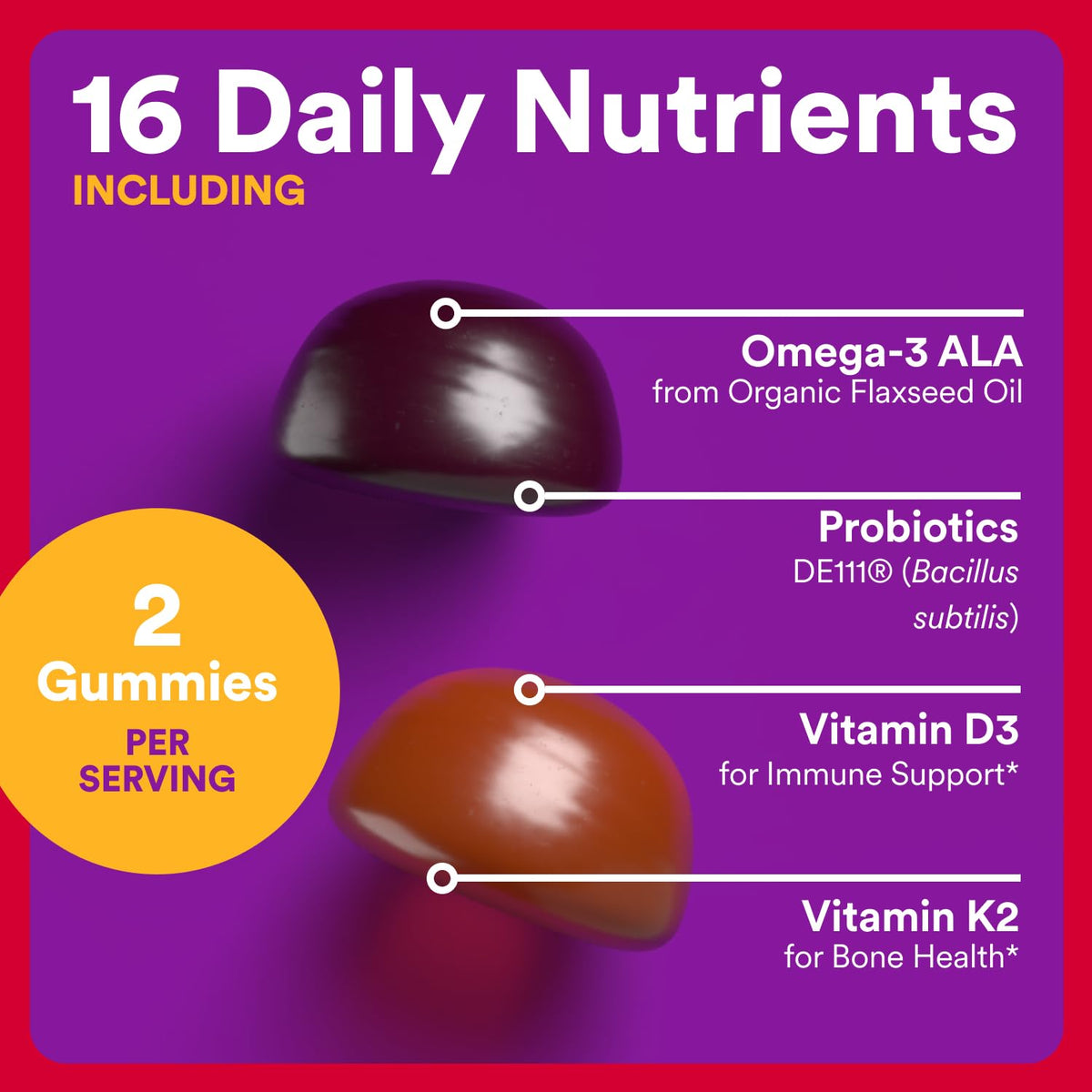 SmartyPants Organic Toddler Multivitamin Gummies: Probiotics, Omega 3 (ALA), Vitamin D3, C, Vitamin B12, B6, A, K & Zinc, Beta Carotene, Gluten Free - OmniHealth US