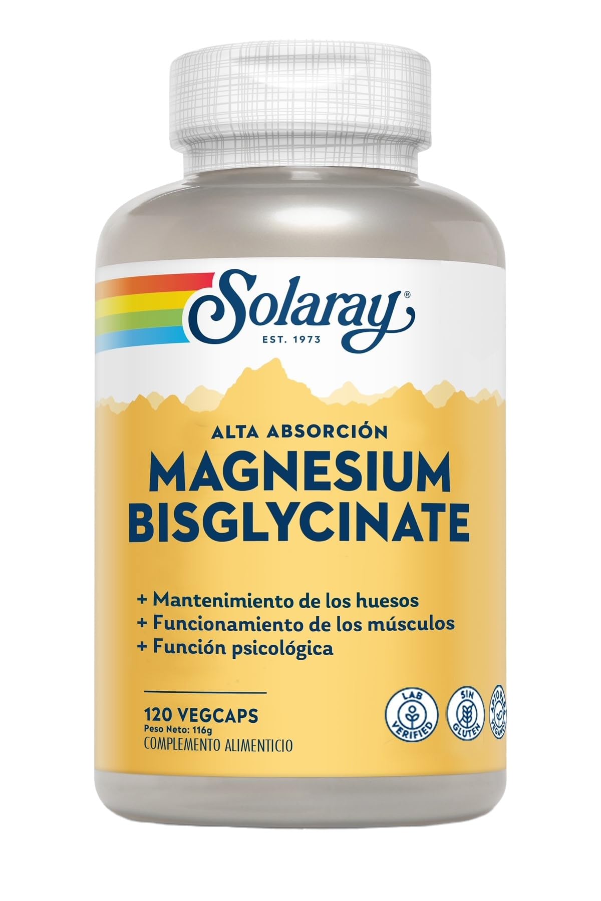 SOLARAY Magnesium Glycinate Capsules, Chelated Magnesium Bisglycinate w/BioPerine, Higher Absorption Magnesium Supplement - Bones, Muscles, OmniHealth US