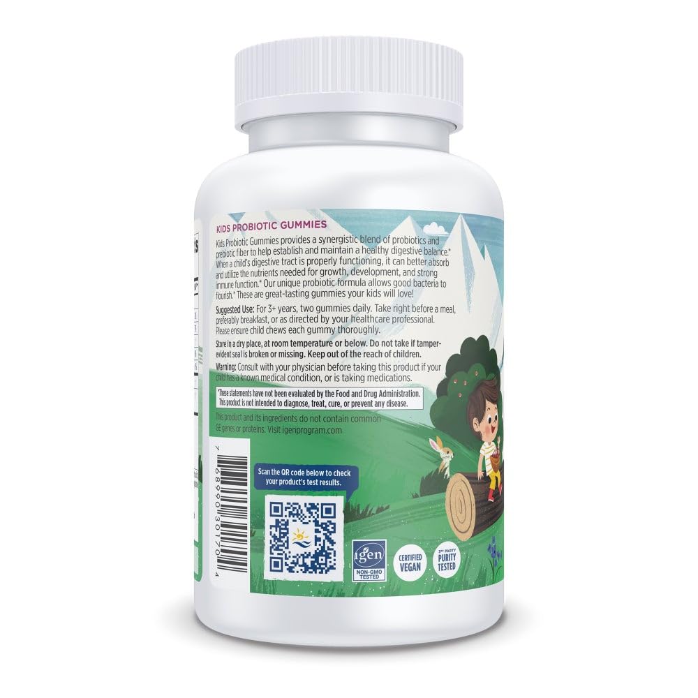 Nordic Naturals Kids Nordic Flora Probiotic Gummies, Merry Berry Punch - 60 Gummies - 1.5 Billion CFU & Prebiotic Fiber - OmniHealth US