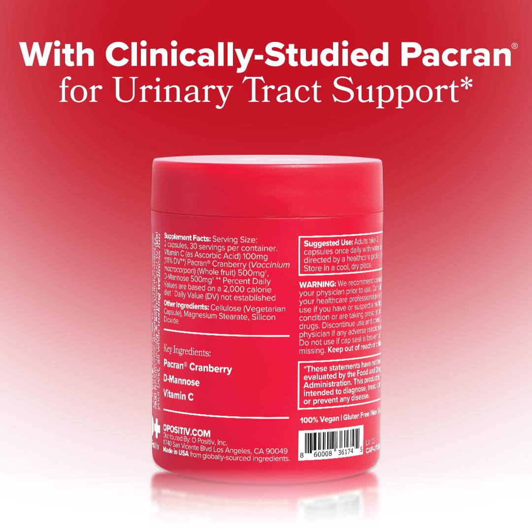 O Positiv URO Urinary Tract Health Supplement for Women, 60 Count (Pack of 1) - Urinary Support Vitamins with Pacran Complete Cranberry Extract - OmniHealth US