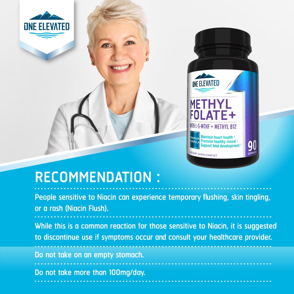 Double Strength & Most Bioactive Methyl Folate! Uniquely Formulated with Highest Pharmaceutical Grade Methylcobalamin (B12), Niacin, B1, B2 B6. - OmniHealth US