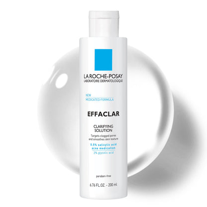 La Roche-Posay Effaclar Clarifying Solution Acne Toner with Salicylic Acid and Glycolic Acid - OmniHealth US