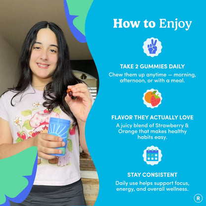 FIRST DAY Vitamins for Teens - Teen Multi Vitamins for Girls & Boys 12-17, Organic Fruit & Veggie Blend - 12 Key Nutrients: Vitamins A - OmniHealth US