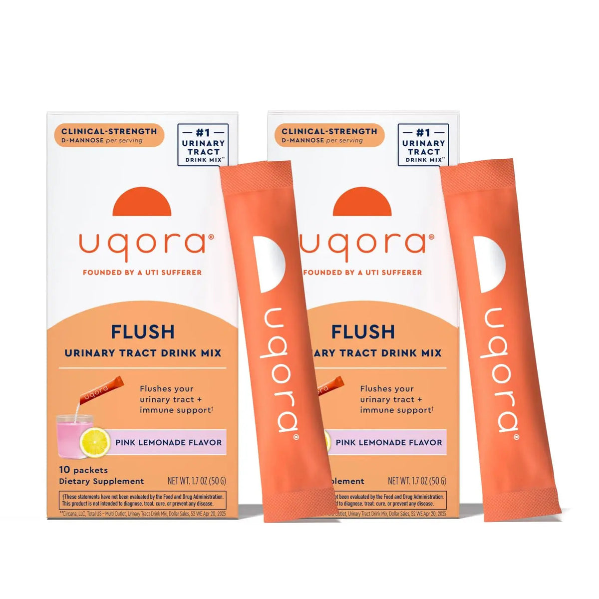 Uqora Flush - Urinary Tract* with D-Mannose, Vitamin C, Vitamin B6, Potassium, Magnesium & Calcium - Gluten-Free & Vegan - Pink Lemonade Flavor - 20 Packets (2 Pack) UqoraBuy Supplements Australia