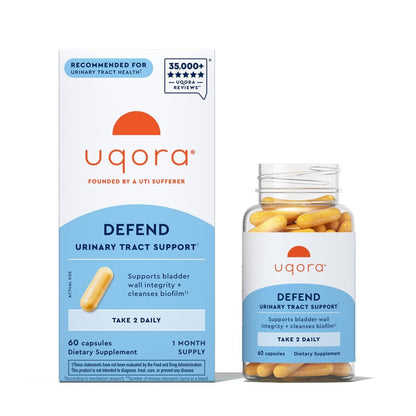 Uqora Defend - Urinary Tract Health Supplement - Support Bladder Health & Cleanse Biofilm* with D-Mannose, Green Tea Extract, Turmeric Extract & More - OmniHealth US