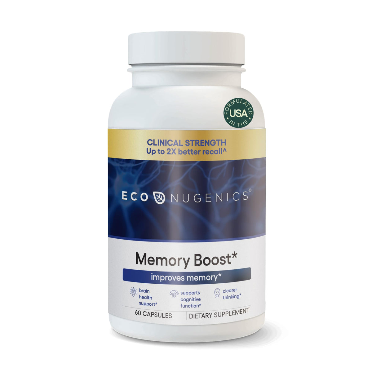 EcoNugenics Memory Boost Supplement – Clinically Studied Ingredients to Support Brain Focus & Health – Nootropic Formula with Bacopa Monnieri, Boswellia Serrata - OmniHealth US