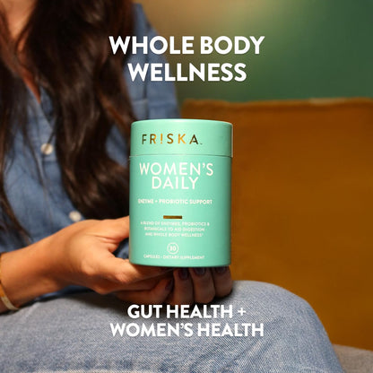 FRISKA Women’s Daily Digestive Enzyme and Probiotics Supplement, Advanced Natural Support for Female Digestive Health, Fights Bloating, Eases Digestion - OmniHealth US