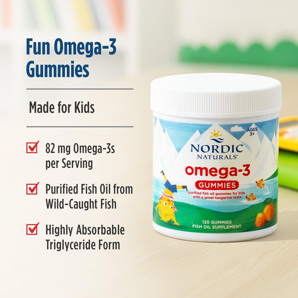 Nordic Naturals Nordic Omega-3 Gummies, Tangerine - 120 Gummies - 82 mg Total Omega-3s with EPA & DHA - OmniHealth US
