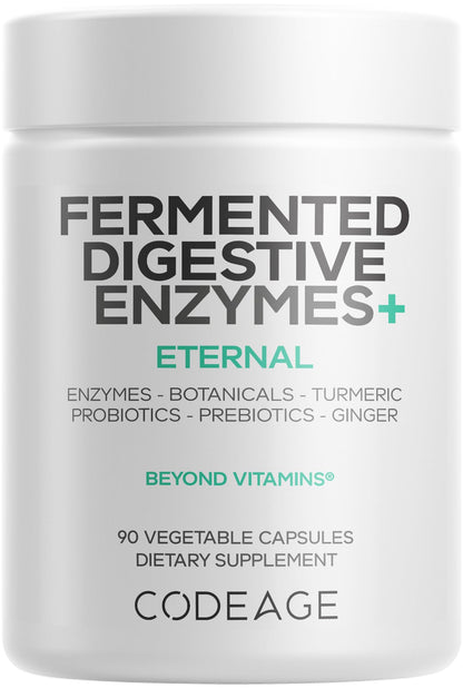 Codeage Fermented Digestive Enzymes Supplement 3-Month Supply - 14 Digestive Enzymes, Probiotics, Prebiotics, Fermented Botanicals - OmniHealth US