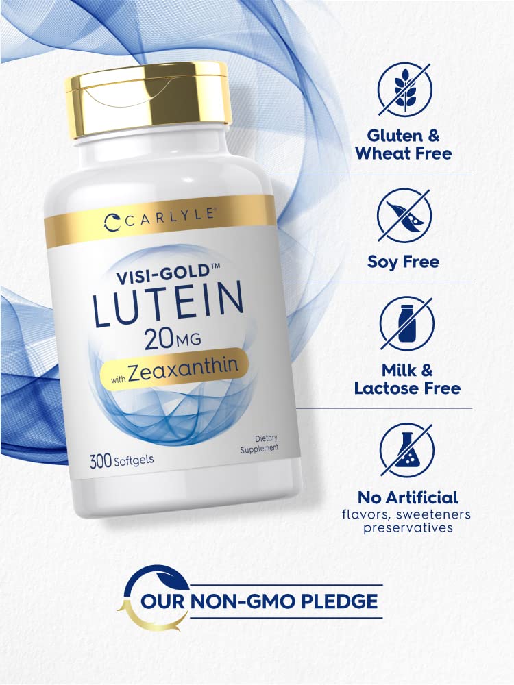 Carlyle Lutein and Zeaxanthin 20mg | 300 Softgels | Eye Health Vitamins | Non-GMO & Gluten Free Supplement - OmniHealth US