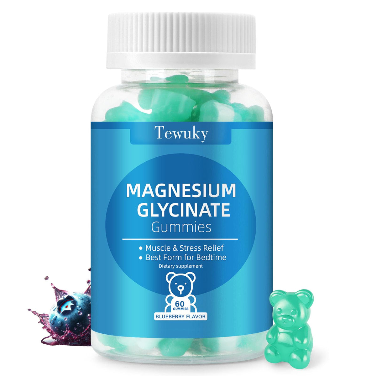 Magnesium Glycinate Gummies 500mg, Sugar-Free for Adults & Kids, Magnesium Gummies for Sleep, Stress & Muscle Relief, Supports Bone & Nerve Health, OmniHealth US